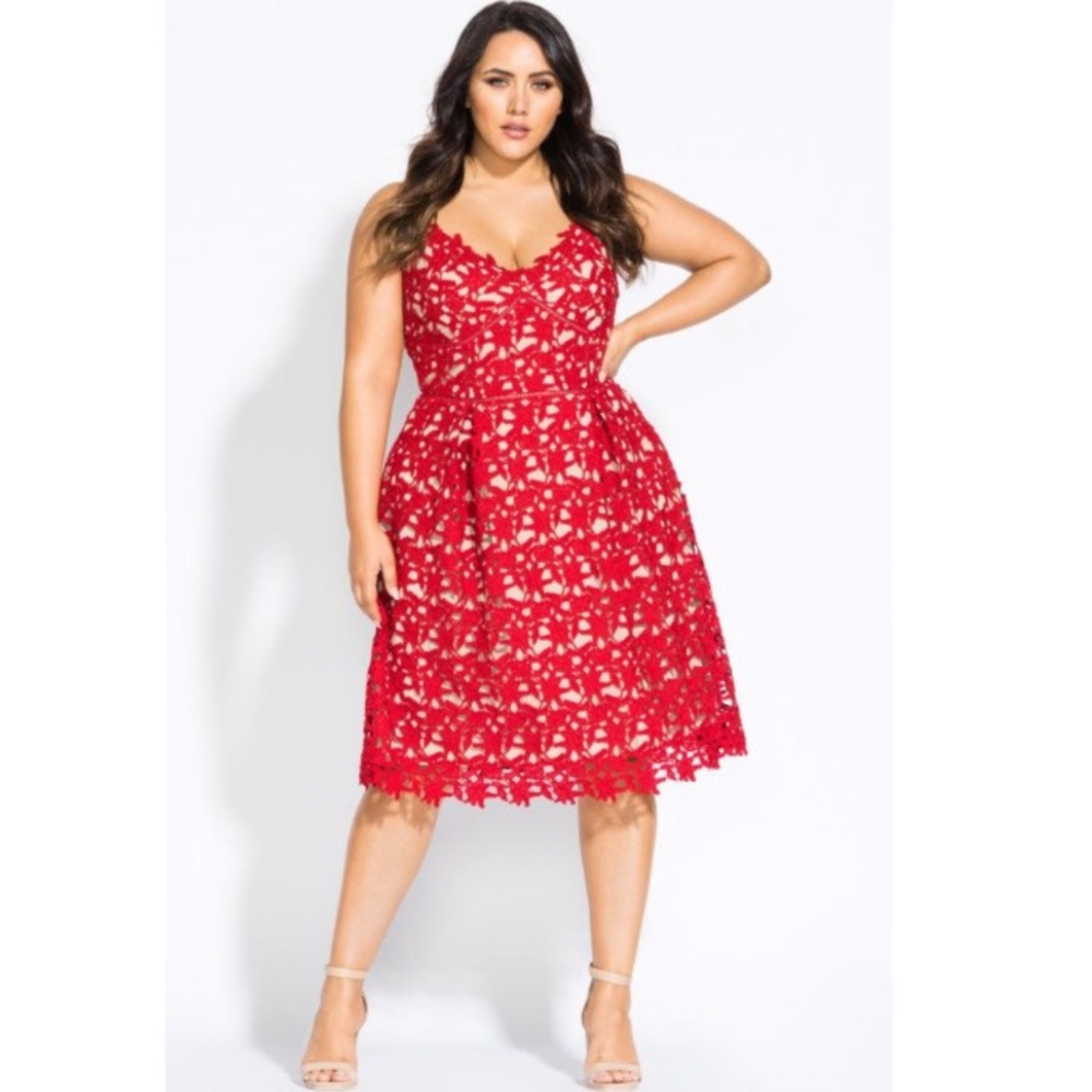 🛑 Scarlet 🛑 So Fancy Crochet Fit & Flare Dress